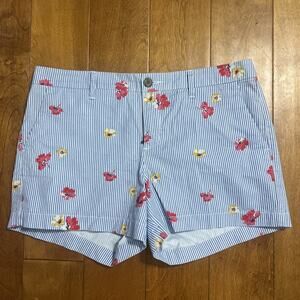 Old Navy Every Day Striped Floral Shorts Size 8 Blue Nautical Summer Casual